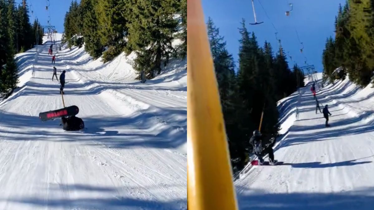 Beginnende snowboarder en sleepliften zijn geen vriendjes