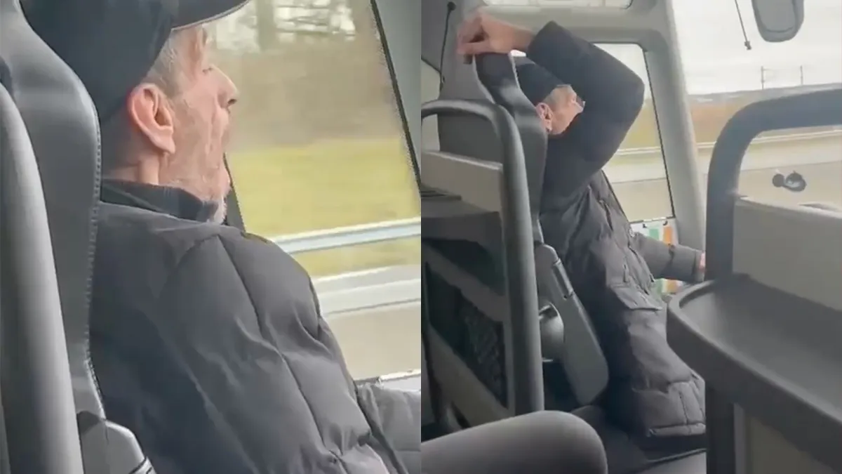 FlixBus chauffeur lijkt steeds weg te dommelen