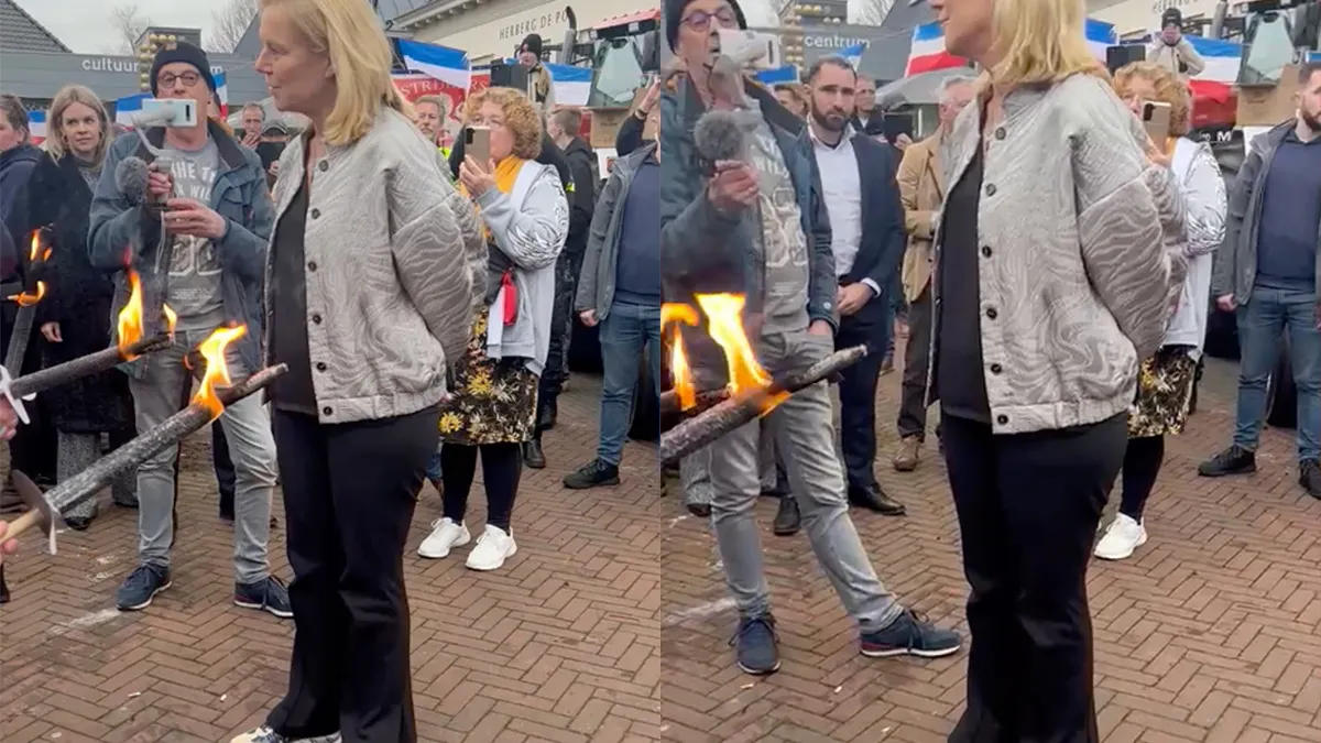 Zeer warm onthaal met fakkels voor D66-leider Sigrid Kaag in Diepenheim