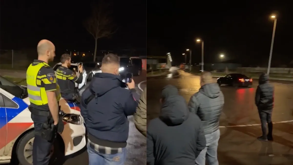 Zo kan het dus ook: Agenten kijken naar driftende auto