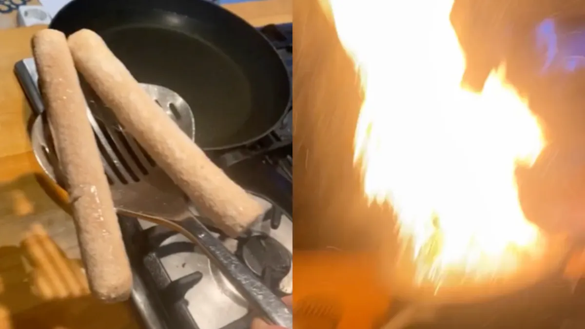 Frikandellen frituren in de koekenpan bleek niet het best idee ooit