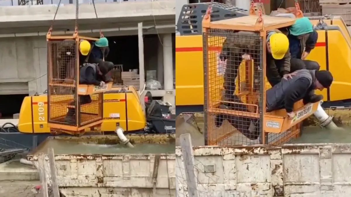 Kraanmachinist laat collega’s even zweten voor ze aan het werk gaan