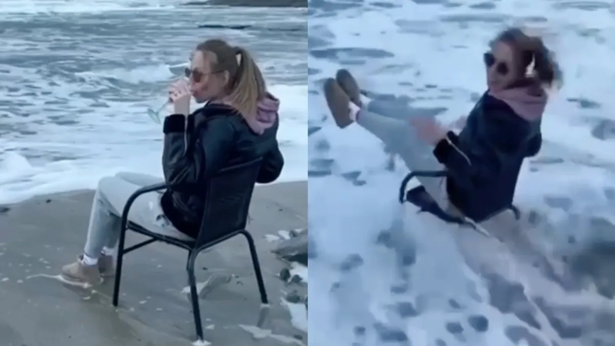 Influencer op het strand had niet beste dag ooit