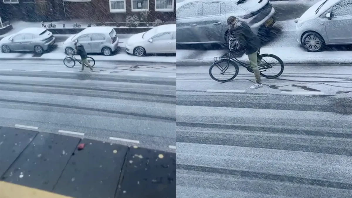 Iemand heeft duidelijk genoeg van de winterse buien in maart