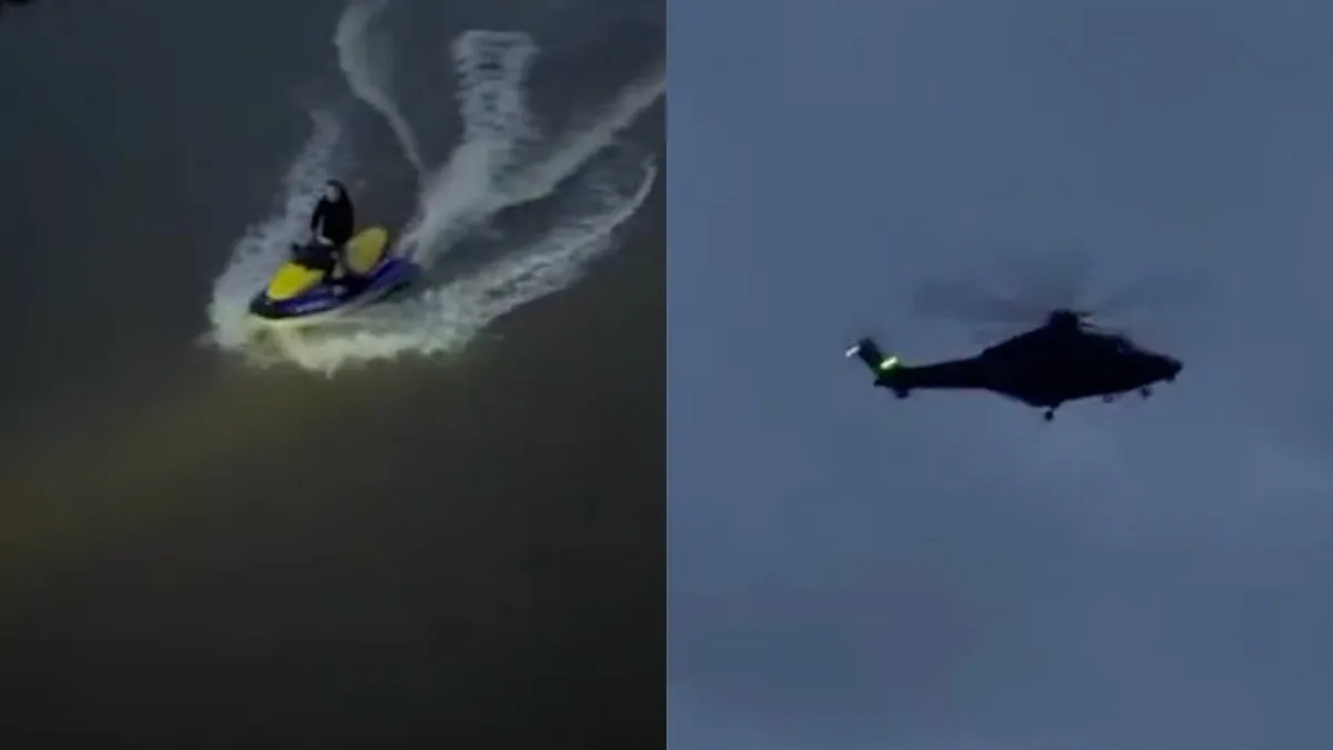 Jetskiën in de polder een stuk spannender als helikopter achter je aan zit