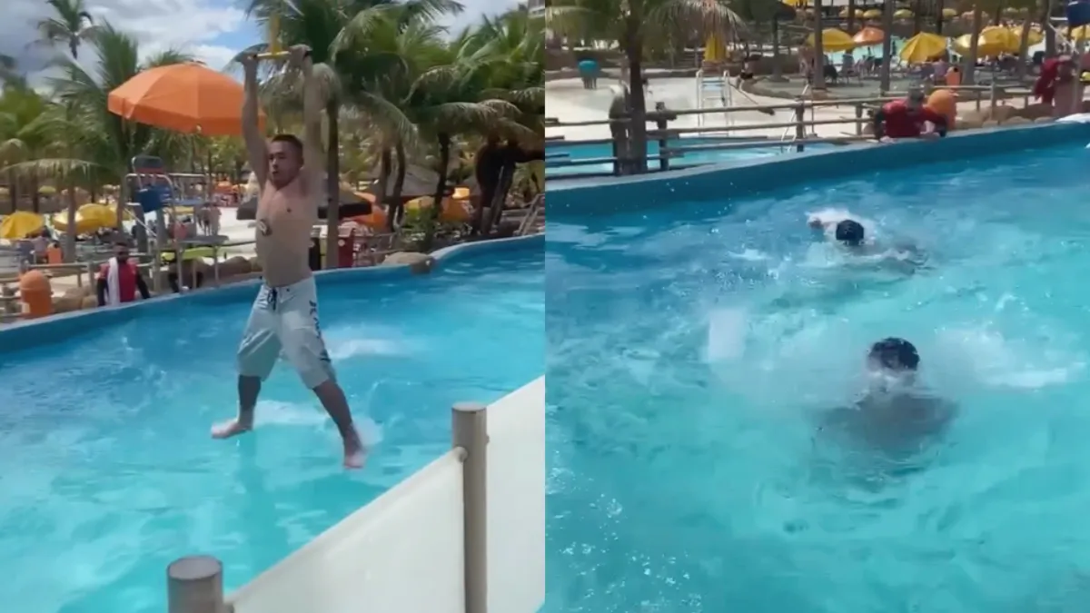 Waterpark bezoeker laat badmeester werken voor zijn geld