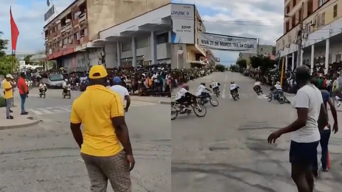 Alleen maar professionals tijdens de MotoGP in Tete in Mozambique