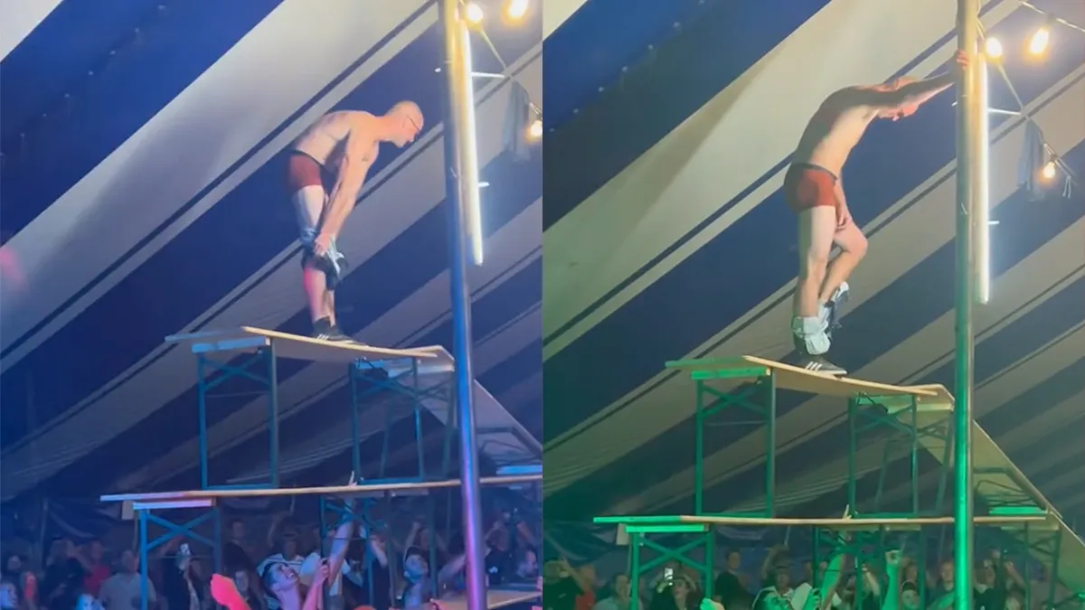 Indruk maken op een feestje kan dus ook met naar beneden glijden