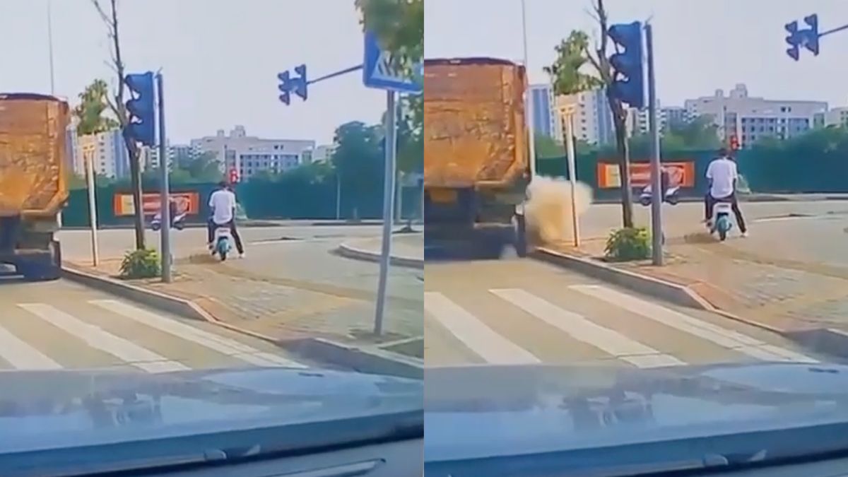 Klapband schakelt scooterrijder eventjes helemaal uit