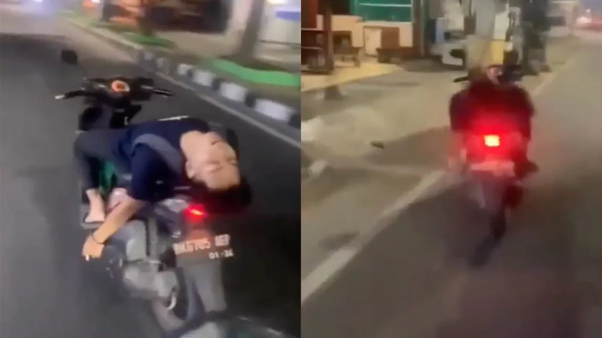 Man in Jakarta doet powernap op motor, maar dat gaat gigantisch fout