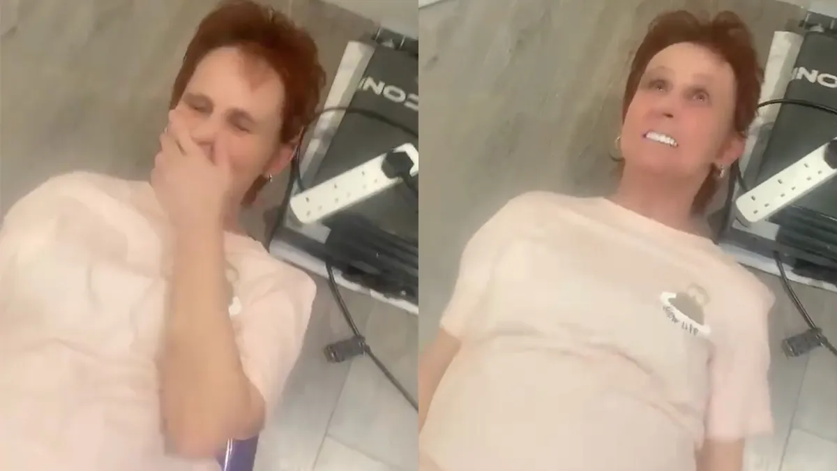 Moeder trilt helemaal uit elkaar als ze op trilplaat ligt