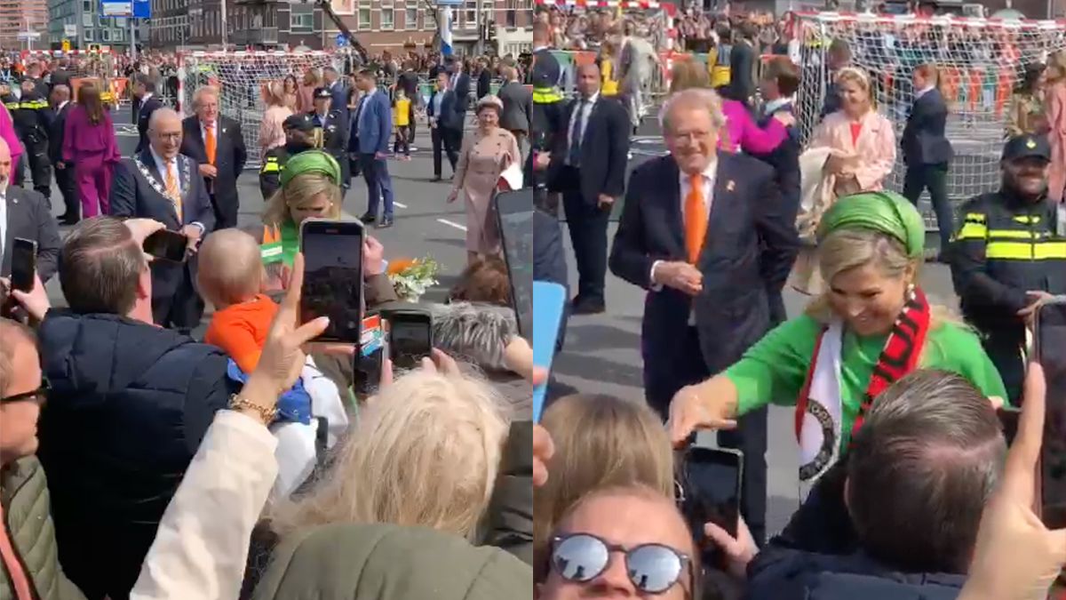 Moment dat Koningin Maxima op Koningsdag een Feyenoord-sjaal krijgt