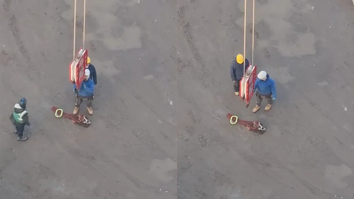 Nieuwe werknemer op de bouw krijgt 'bouwdoop' van kraanmachinist