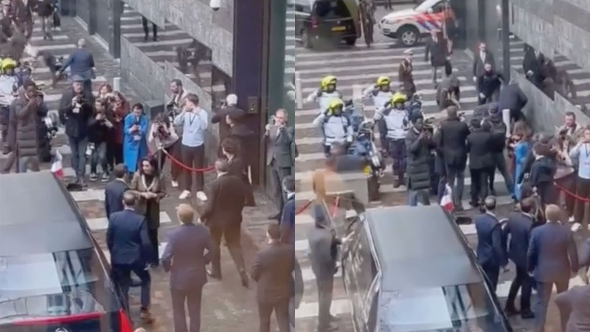 Politie arresteert betogers die op Franse president Macron afrenden bij bezoek aan UvA