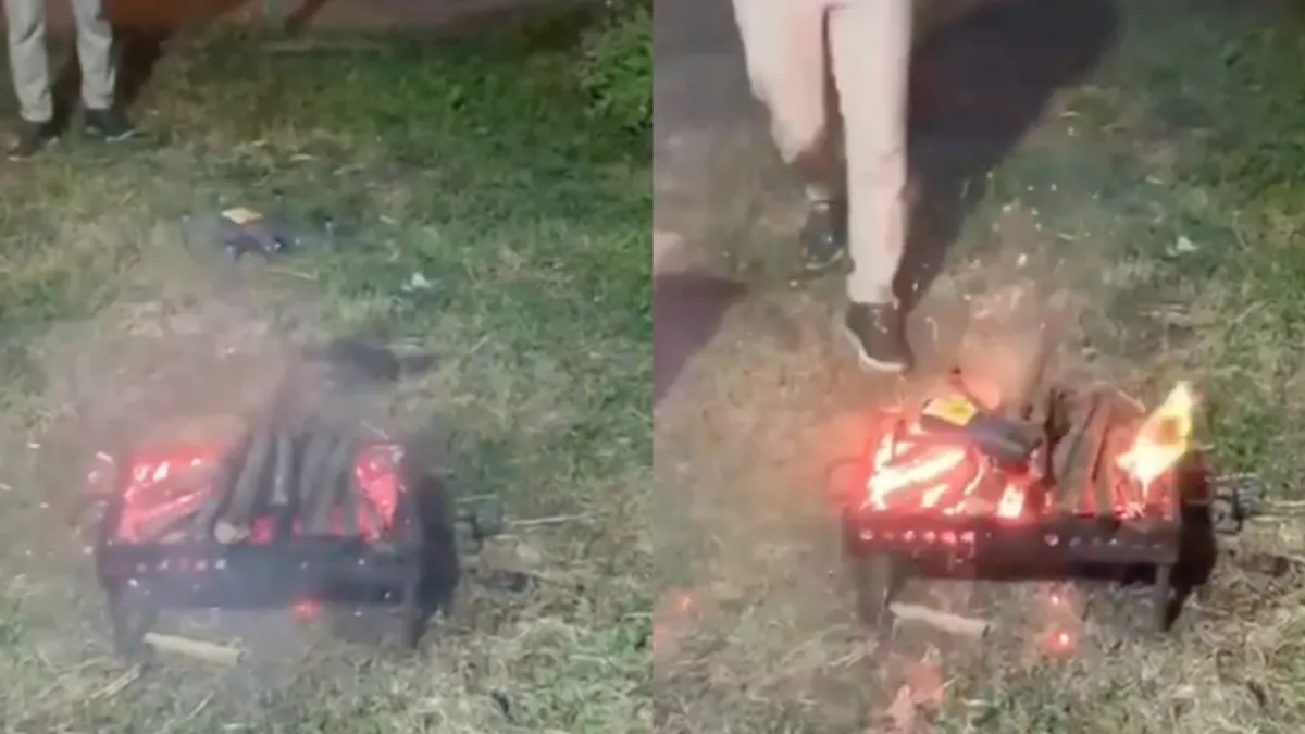 Dat is zuur, zo je drone op het vuur