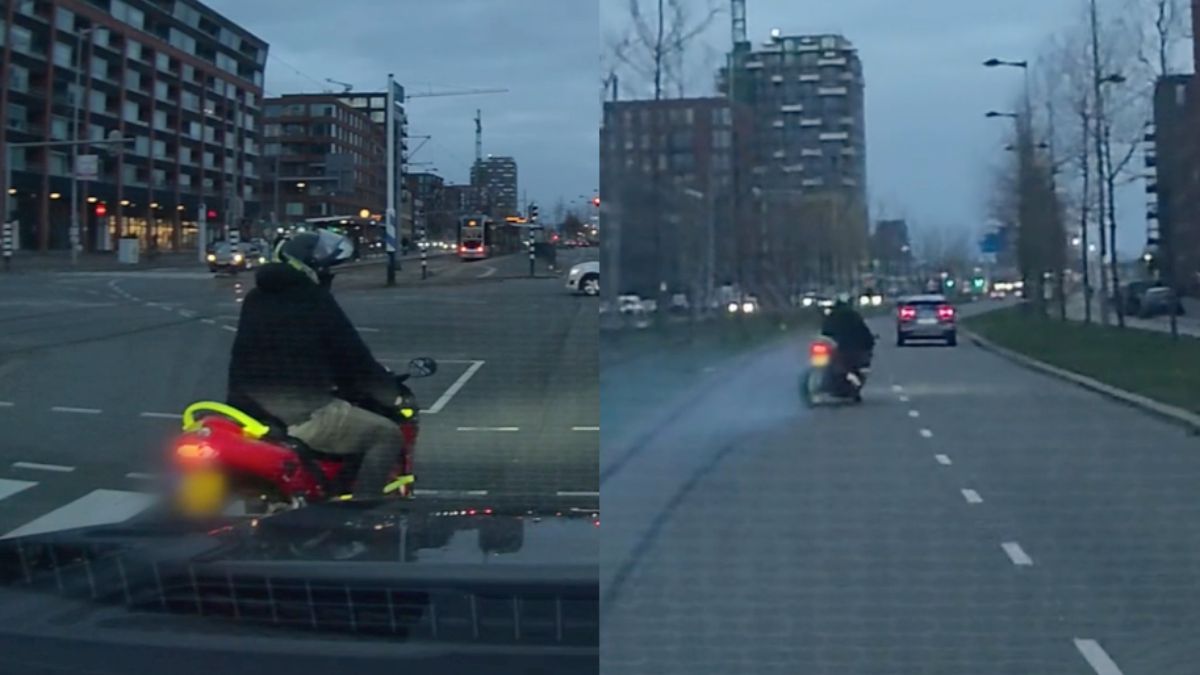 Motorrijder toont zijn drift skills in Rotterdam
