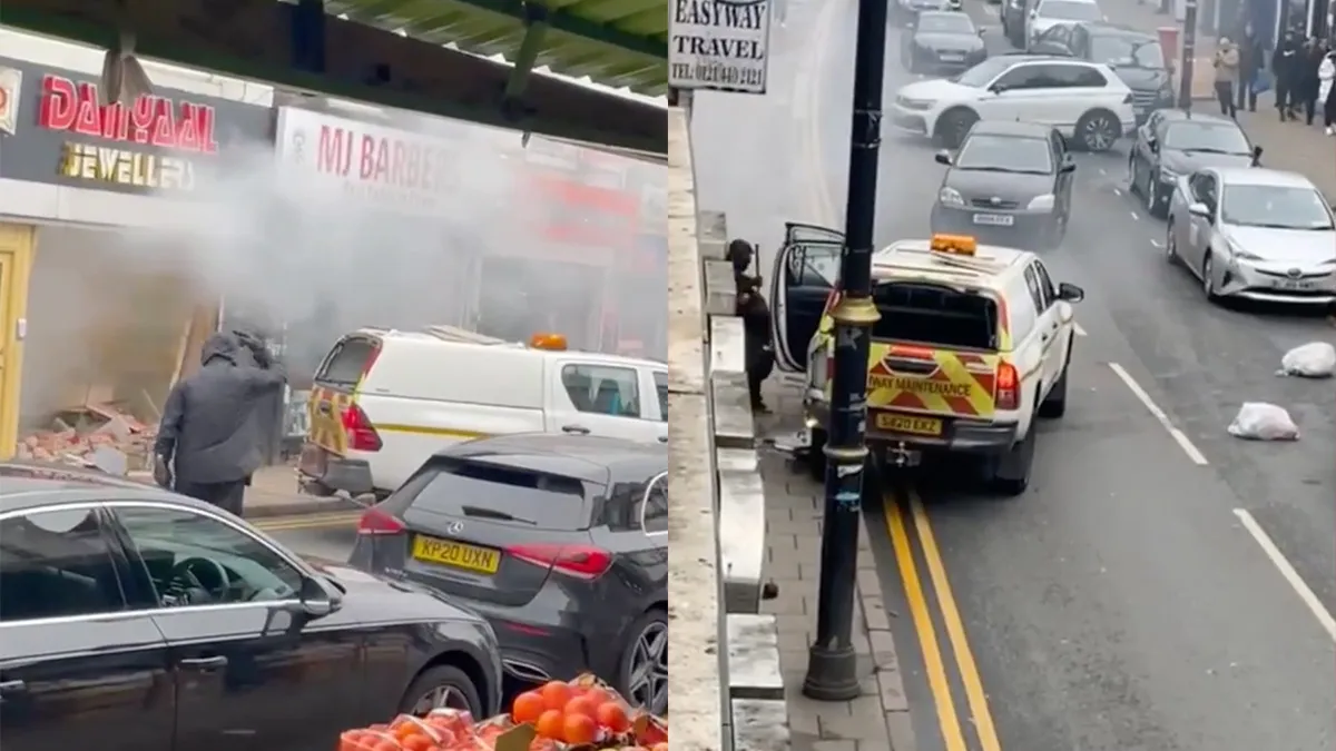 5 mannen rammen juwelier met auto in Birmingham op klaarlichte dag
