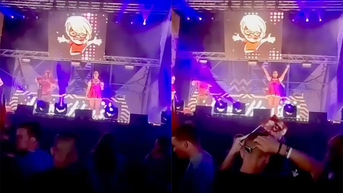 Immer Hansi schiet danseres omver met confettikanon