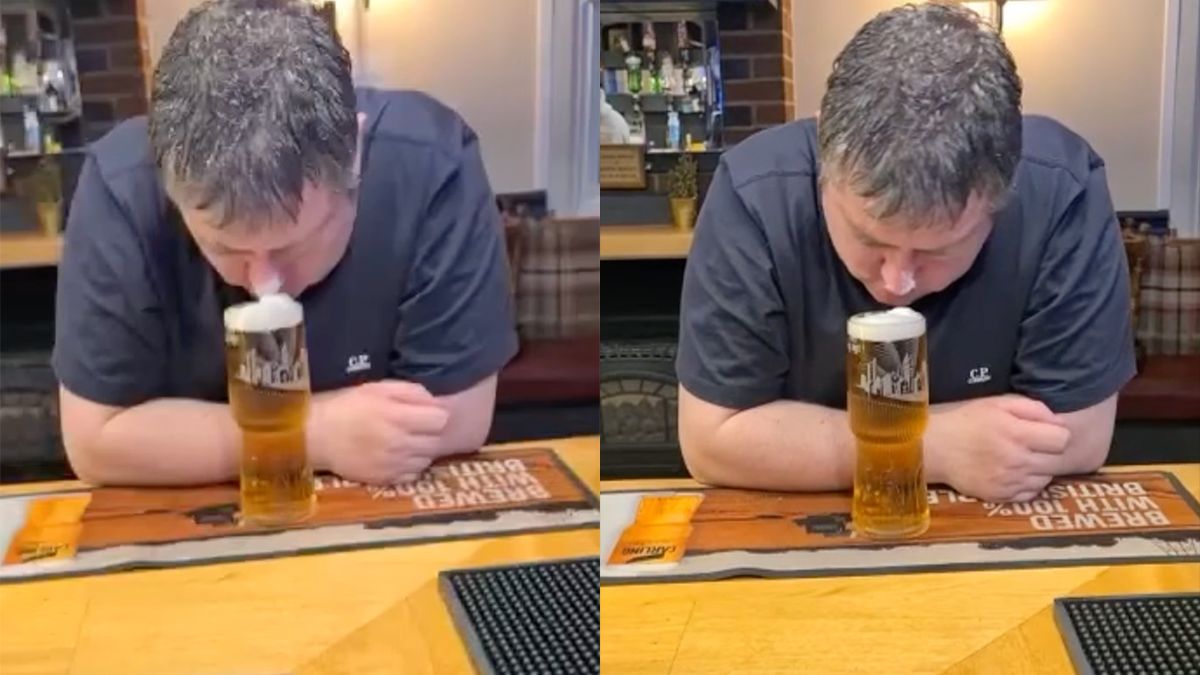 Man in Engeland valt boven zijn biertje in slaap
