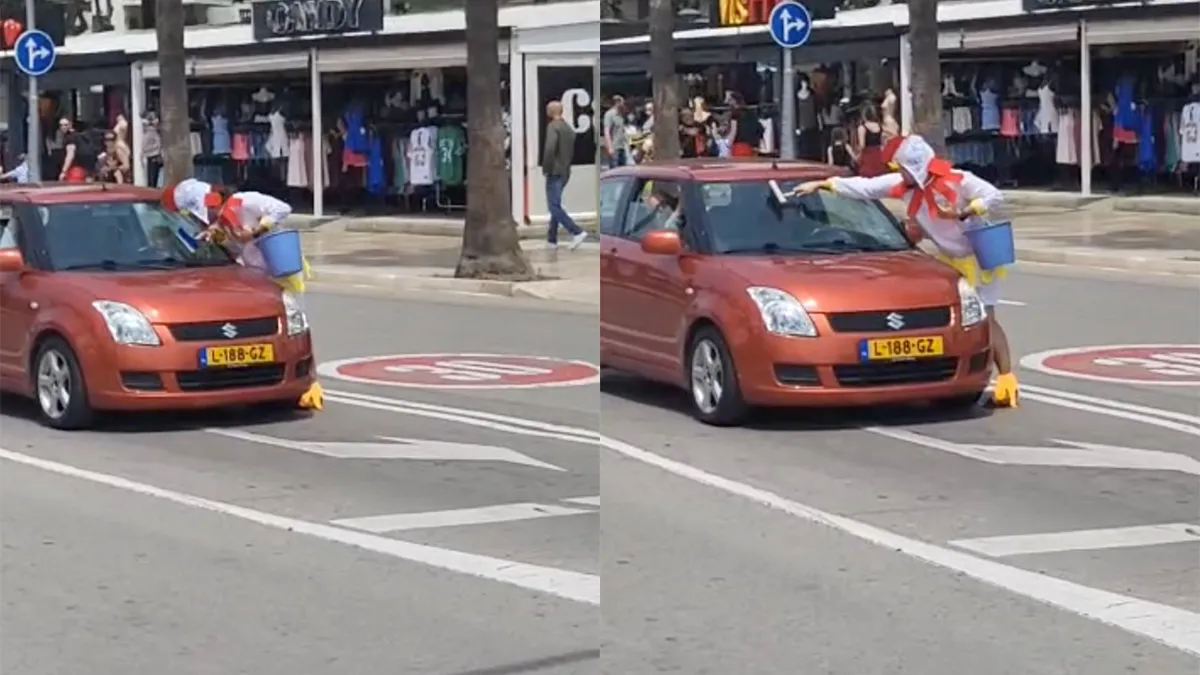 Sta je ineens als kip auto's te wassen in Salou