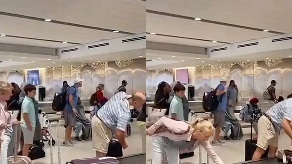 Vrouw op vliegveld op brutale manier nieuwe eigenaar van koptelefoon