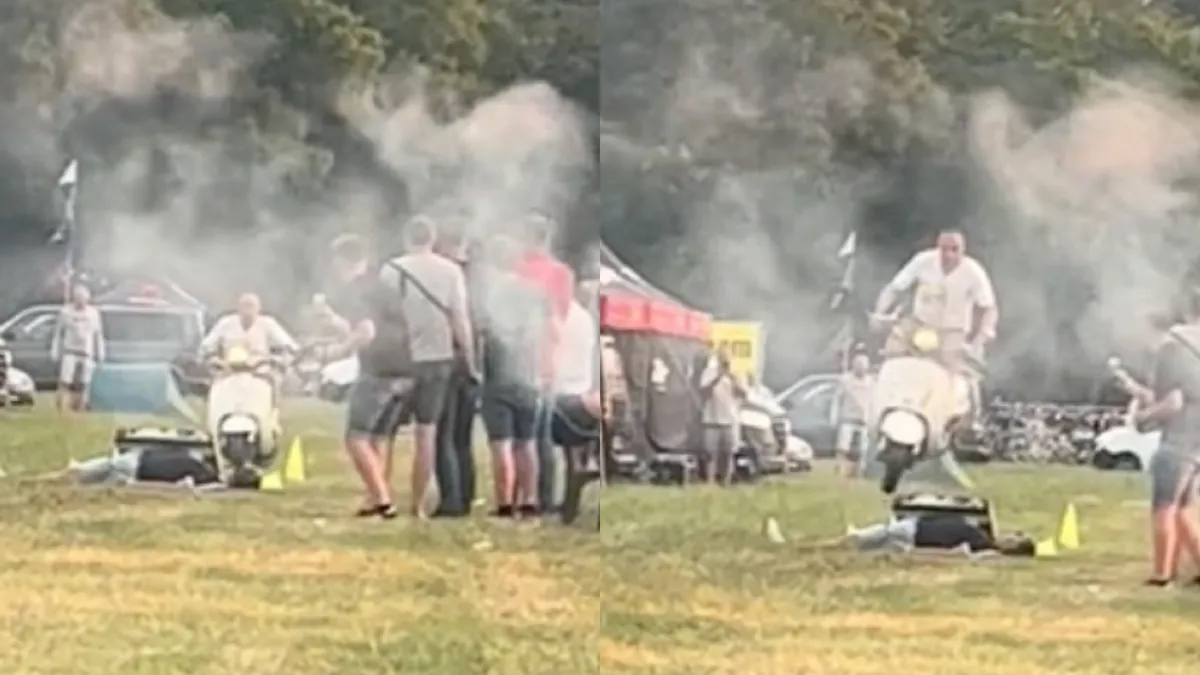 Gras tussen de tanden na mislukte stunt op TT-camping