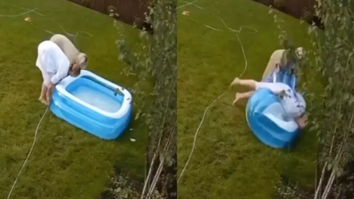 2 girls 1 pool: opblaasbaar zwembadje legen