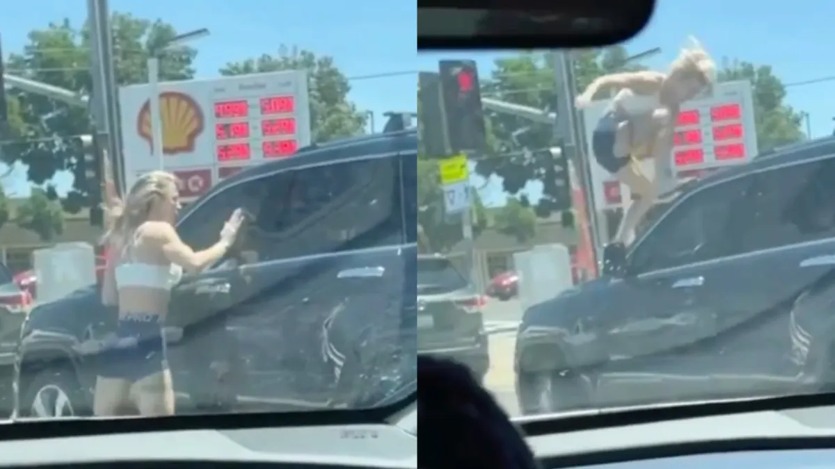Dame gaat er vol in tijdens Road Rage