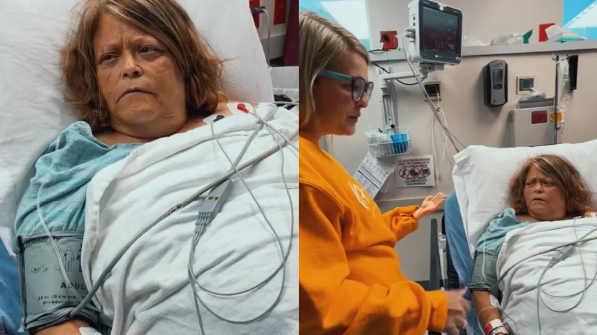 Moeder net na een operatie snoeihard in de maling nemen met mini handje