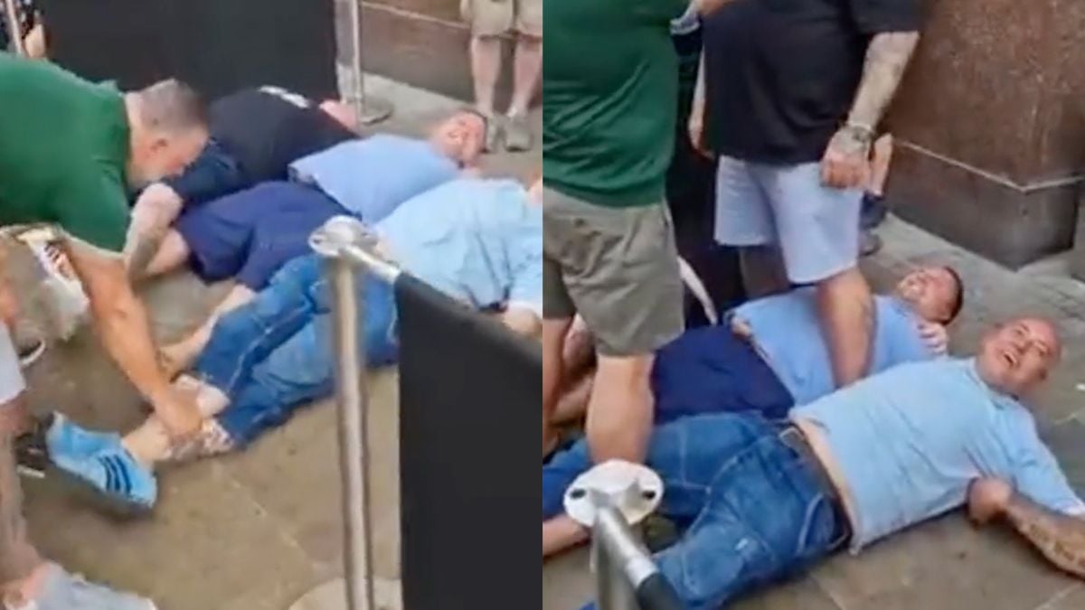 Een man denkt dat andere man drie mannen op gaat tillen, maar 'Wait for it'