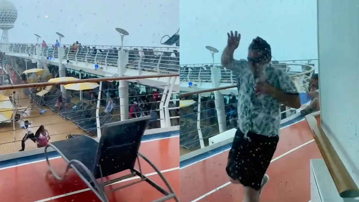 Het waait nogal op cruiseschip 'Independence of the Seas' in Port Canaveral