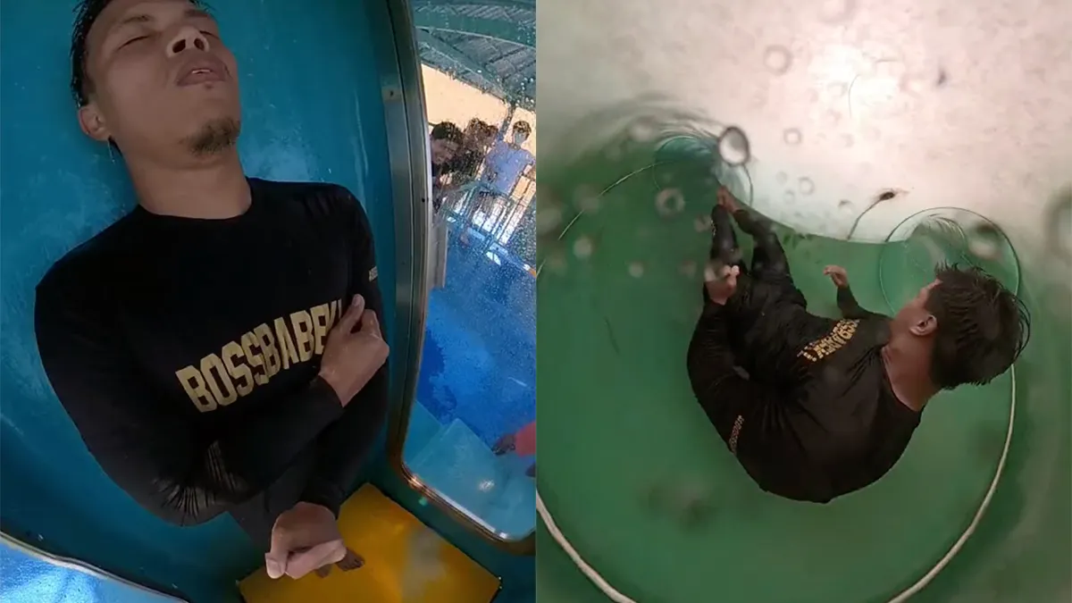 Man komt vast te zitten in waterglijbaan en na het kijken heb jij er een nieuwe angst bij