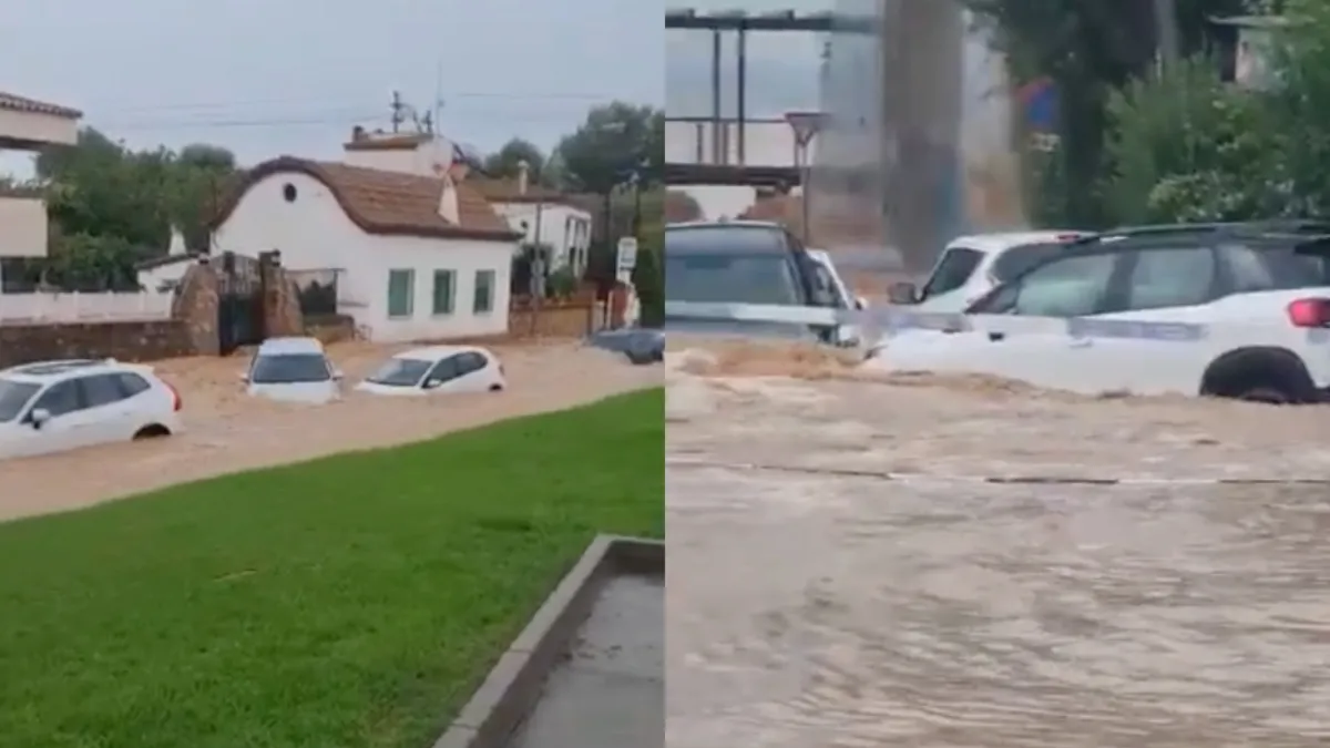 Weg is ineens een waterweg na stevige bui in Tarragona