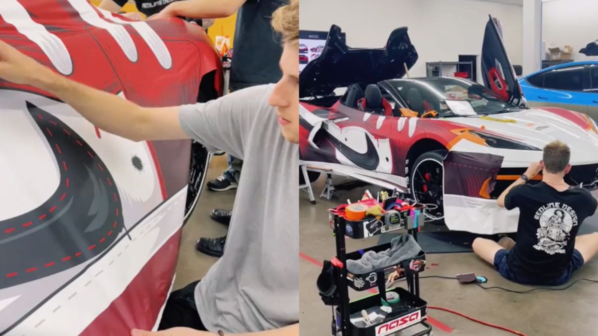 Jordan 1 wrap voor Corvette C8 heeft toch wel wat