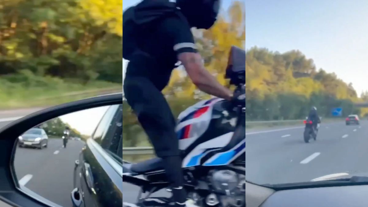 Motorrijder komt met de schrik vrij na wheelie op de snelweg   