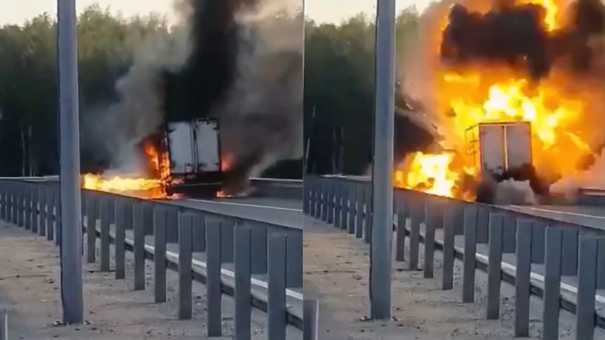 Vrachtwagen in Tyumen na explosie vast niet meer inzetbaar