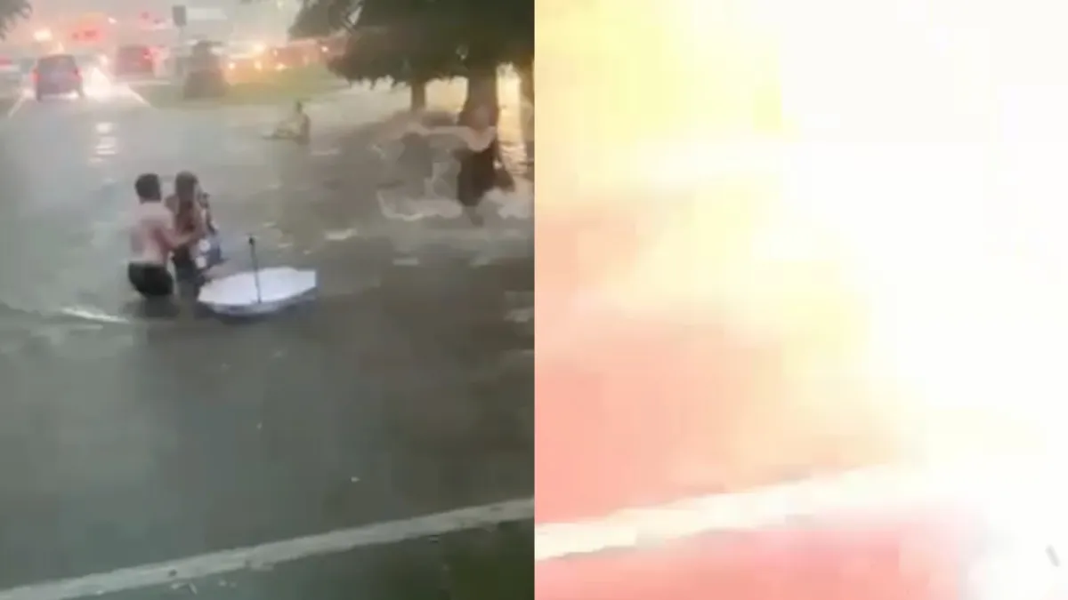Naast een bak water kan er ook nog wel een blikseminslag bij tijdens chaos in Kolomna