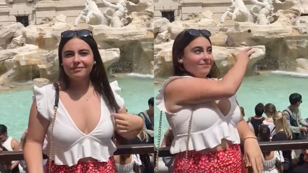 Muntje gooien in de Fontana di Trevi ging bijna goed