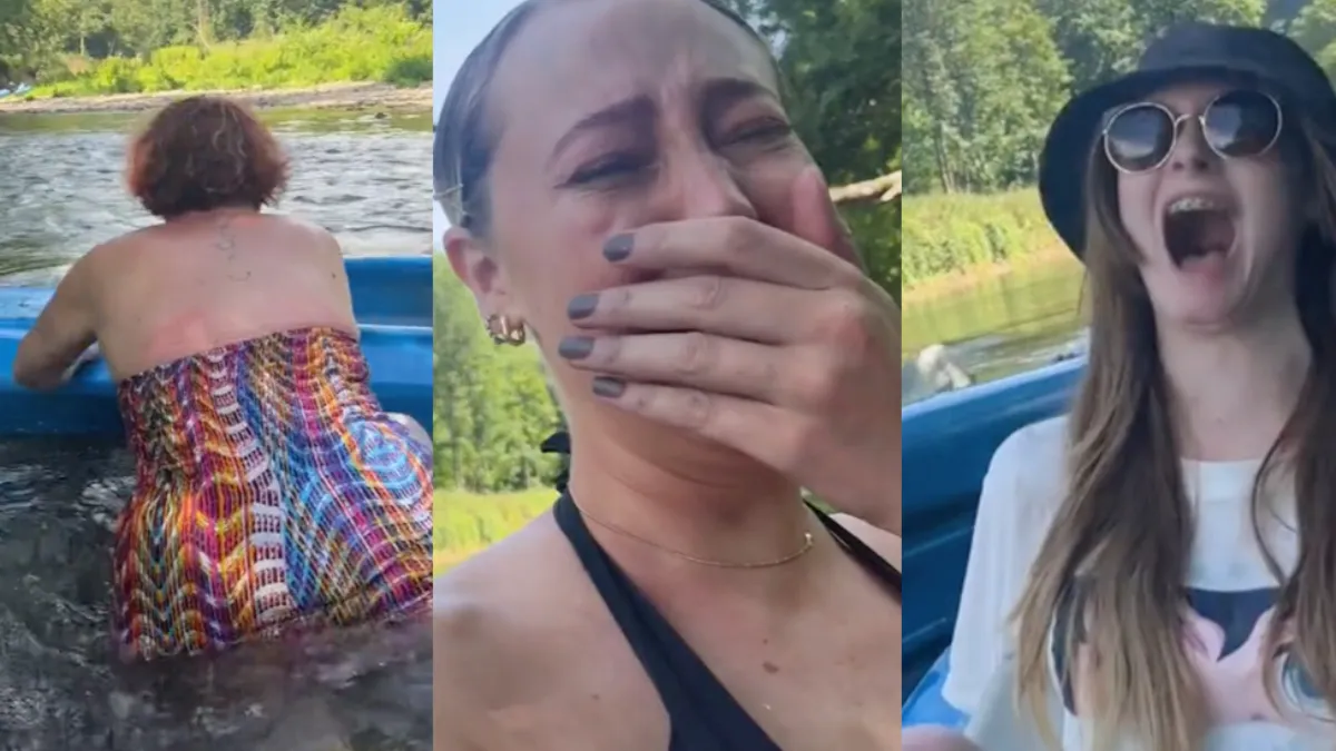 Familie verstrikt in komische kano capriolen