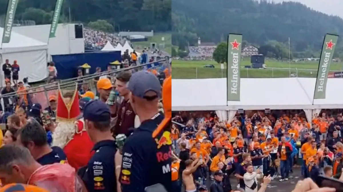 Goedheiligman uit Spanje op de Max Verstappen tribune luidkeels toegezongen