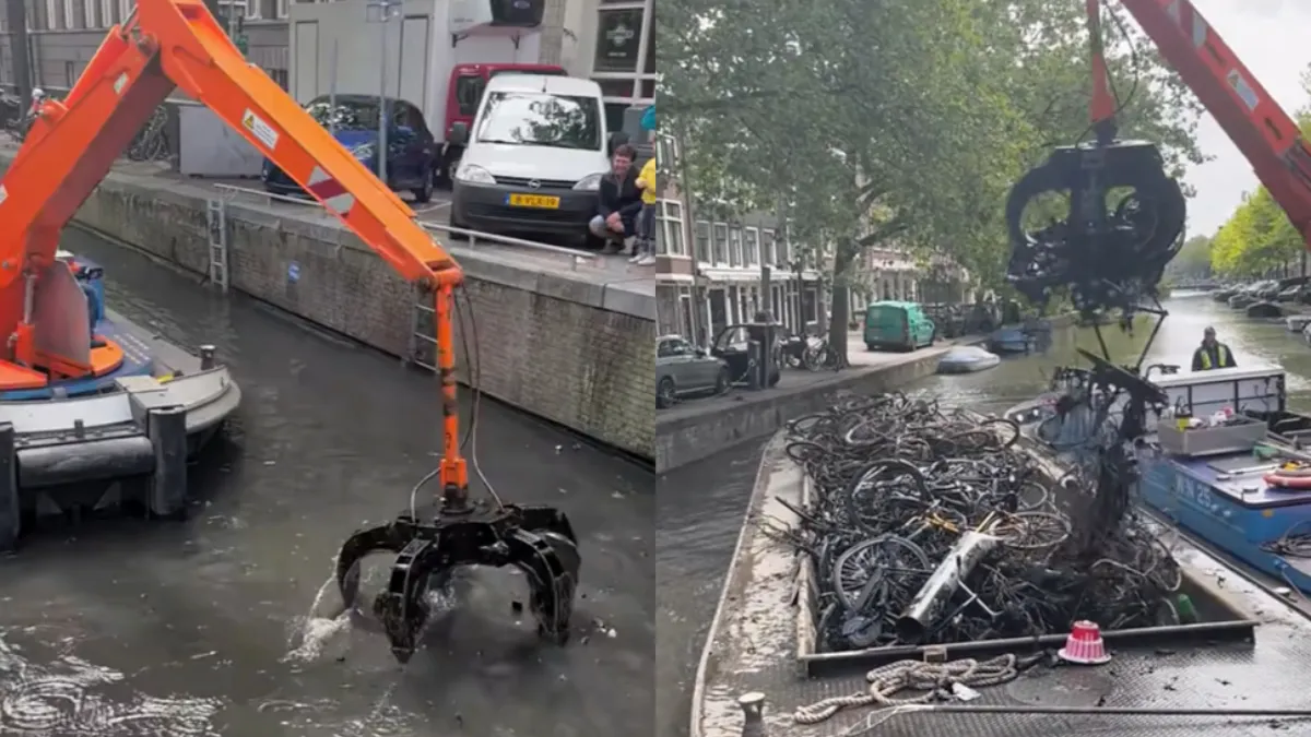 Beelden van oud Amsterdams fietsen vissen gaan de wereld over