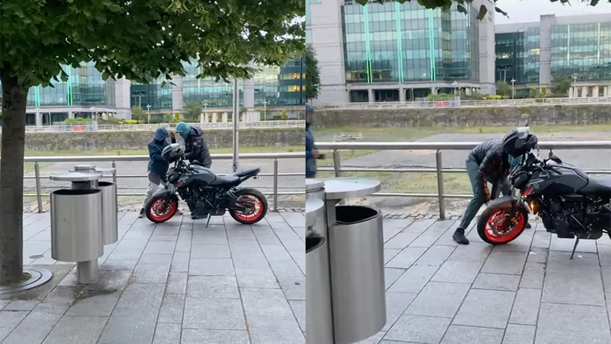 Brutale gasten hebben op klaarlichte dag maar minuut nodig om motor te stelen