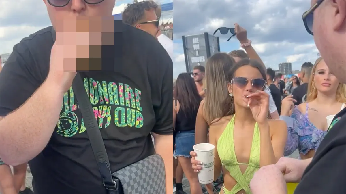 Dame denkt ballonnetje naar binnen te zuigen, maar zuigt iemand zijn vieze adem op