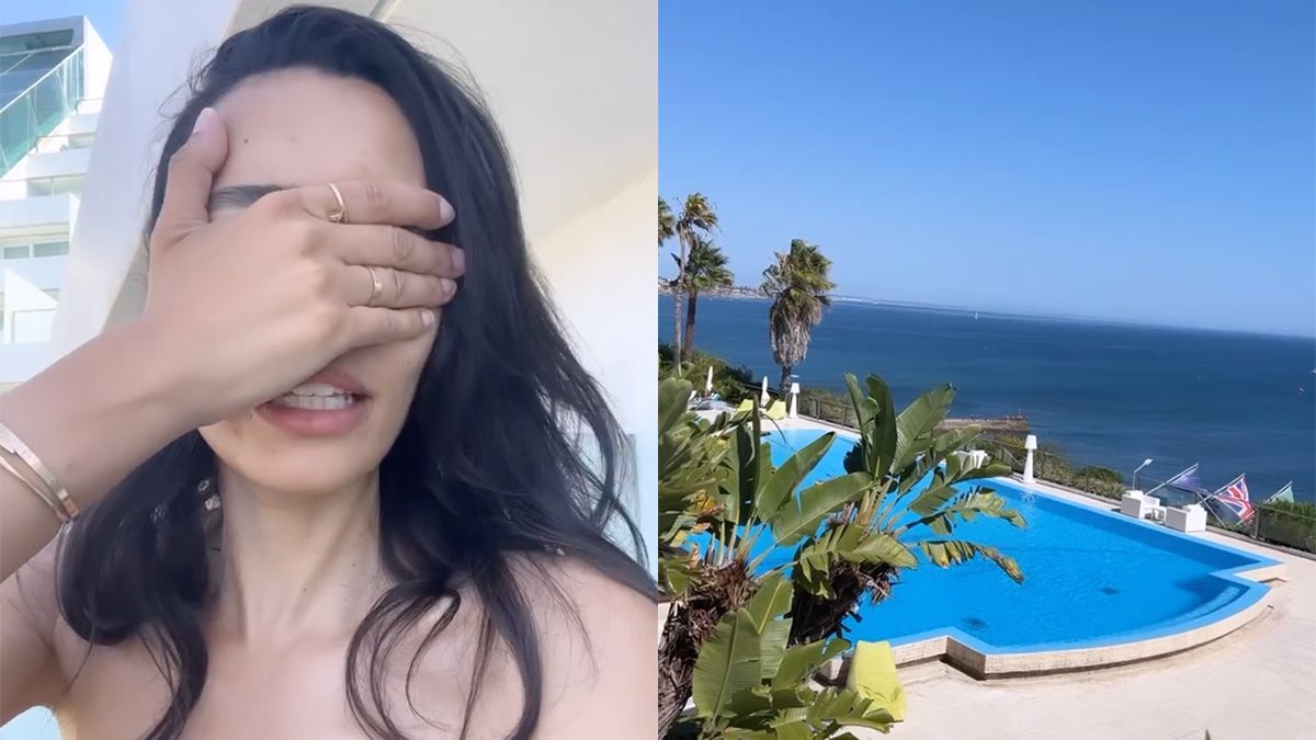 Oeps: Romy Monteiro is op vakantie en vergeet dat ze in vol ornaat in spiegelbeeld is te zien