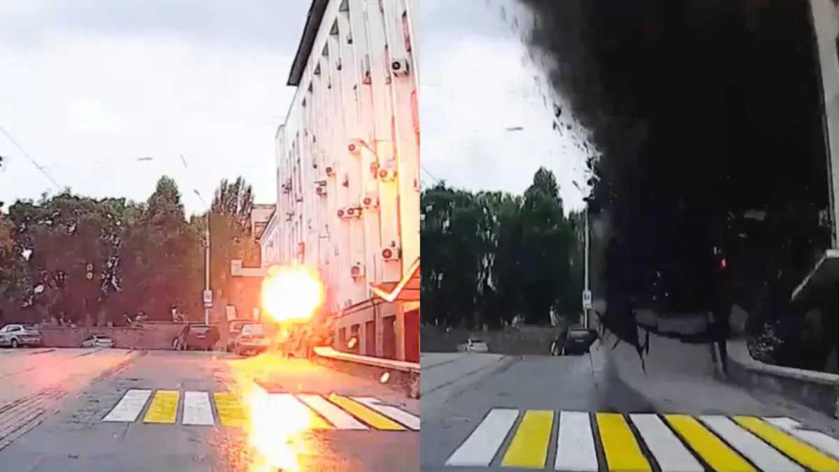 Beelden van Oekraïense raketaanval in Donetsk op gebouw in gebruik door Russische leger