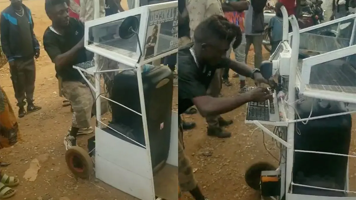 Amateur DJ in Afrika steelt de show met zelfgemaakte installatie