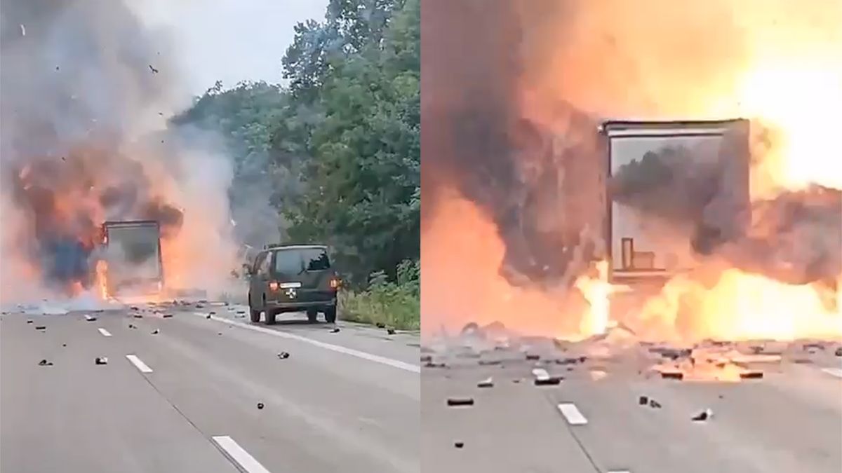 Explosies en brand in vrachtwagens op Duitse A2, twee chauffeurs zijn overleden