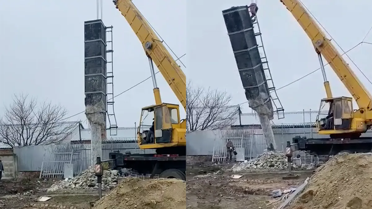 Oeps, onguur ongeluk: Kraan kiepert om tijdens klus