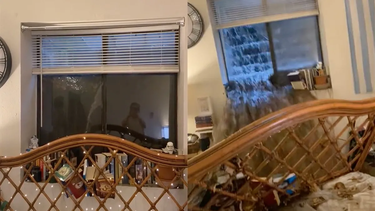 Opgepast! Hagelbui veroorzaakt tsunami door slaapkamerraam