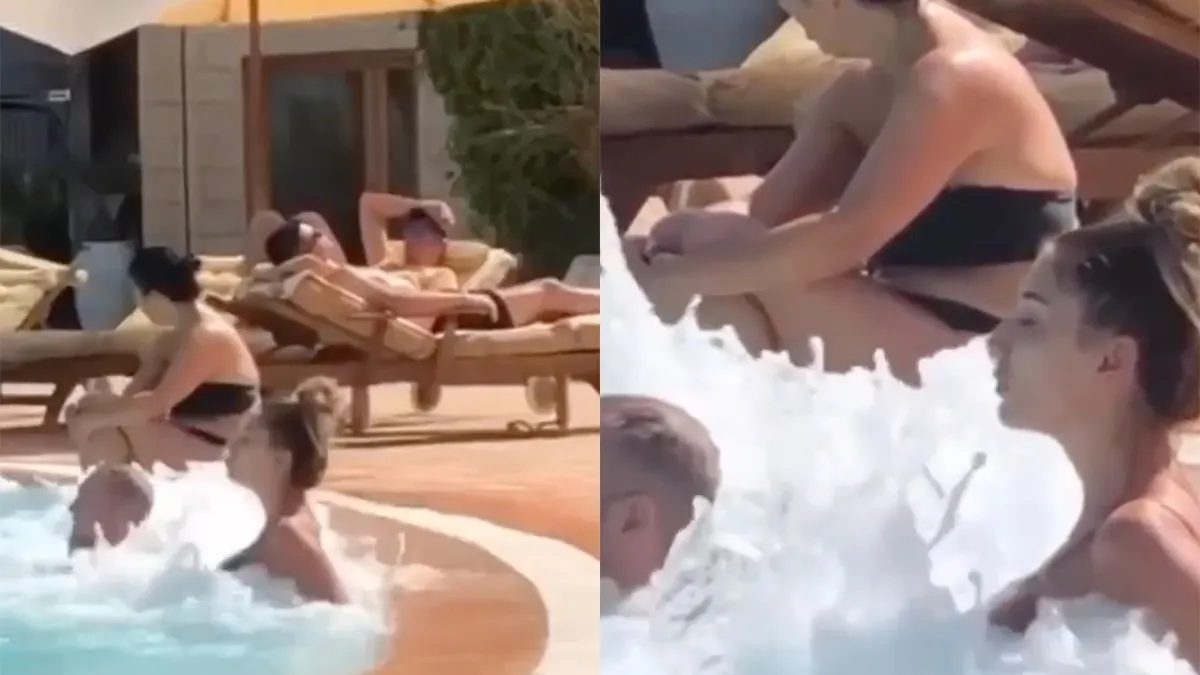 Vrouw geniet opvallend veel van bubbels in jacuzzi